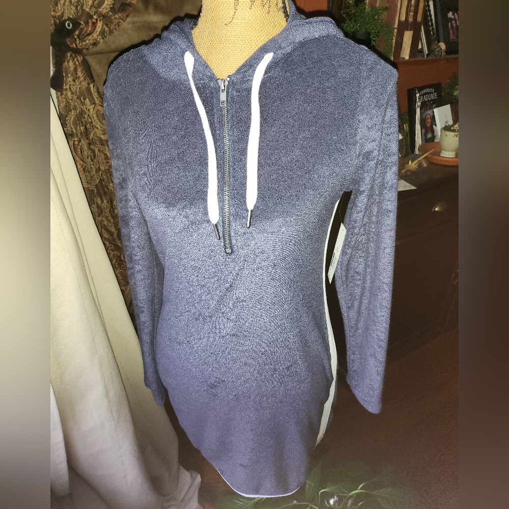No Boundaries Heather Blue Quarter Zip-Up Dress